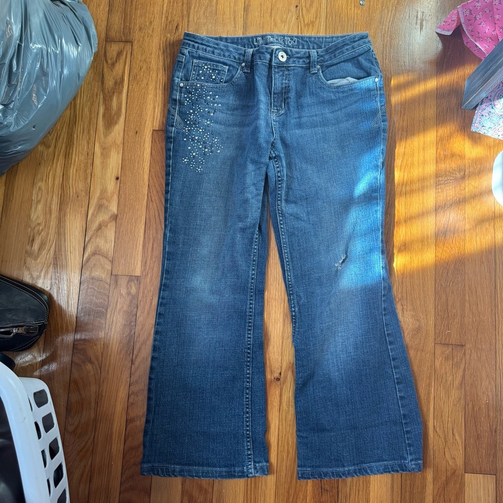 Limited Too Kids Embellished Boot Cut Blue Jeans